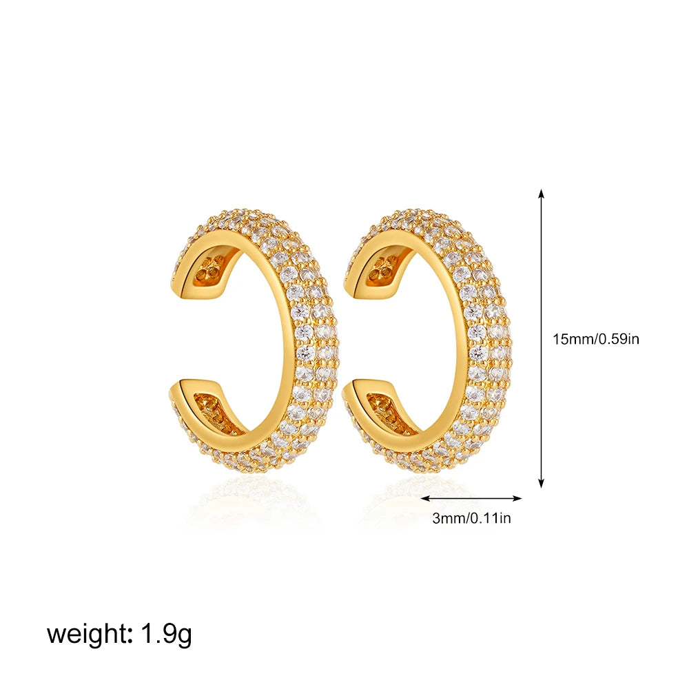 CZ Zircon Gold Plated Huggie Hoop Earrings for Women