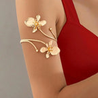 Gold Flower Arm Cuff Bangle Bracelet for Women
