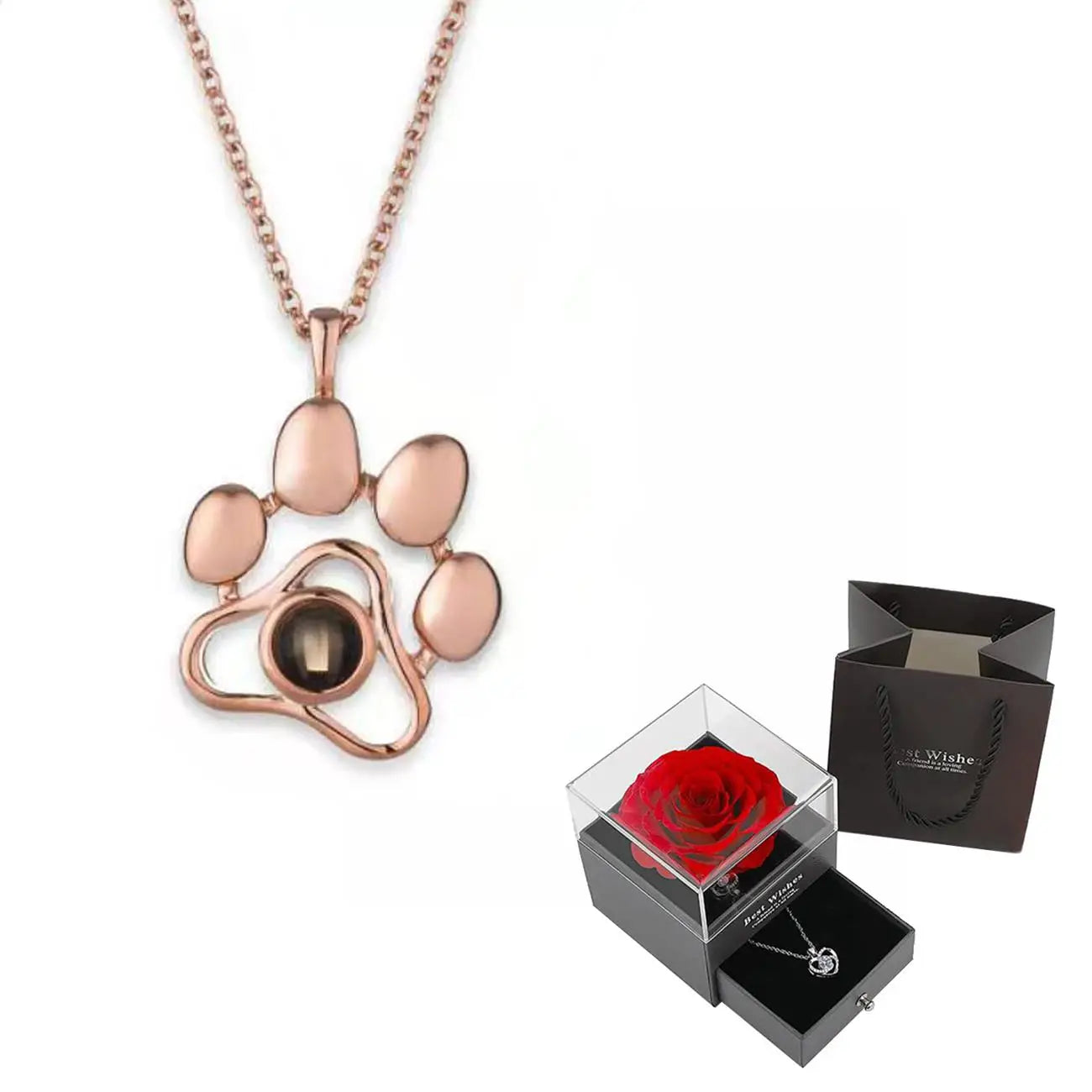 Projection Necklace Set With Heart Pendant and Gift Box