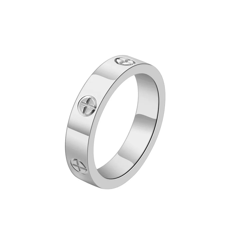 Stainless Steel Cross Ring with Zircon Love for Couples