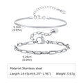 Men's Silver Stainless Steel Chain Bracelets, Adjustable Rope Wristband
