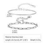 Men's Silver Stainless Steel Chain Bracelets, Adjustable Rope Wristband