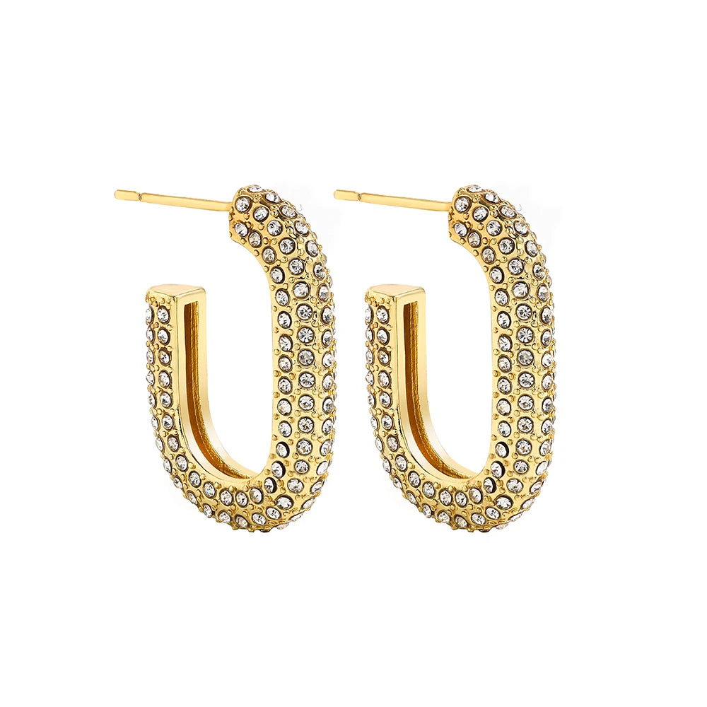 CZ Zircon Gold Plated Huggie Hoop Earrings for Women