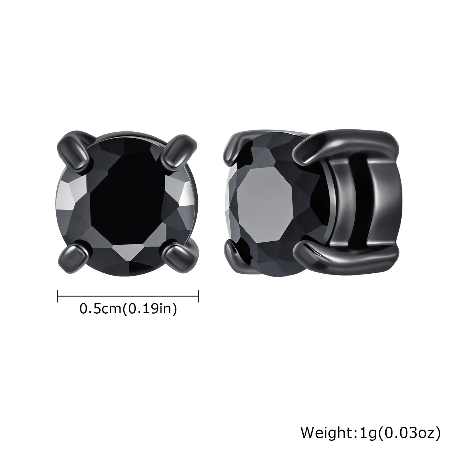 Punk Round Magnetic Zircon Stainless Steel Clip Earrings