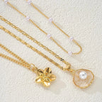 Faux Pearl Seashell Flower Necklace Set for Women