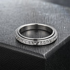 Fidget Anxiety Ring Women's Stainless Steel Crystal Spinner