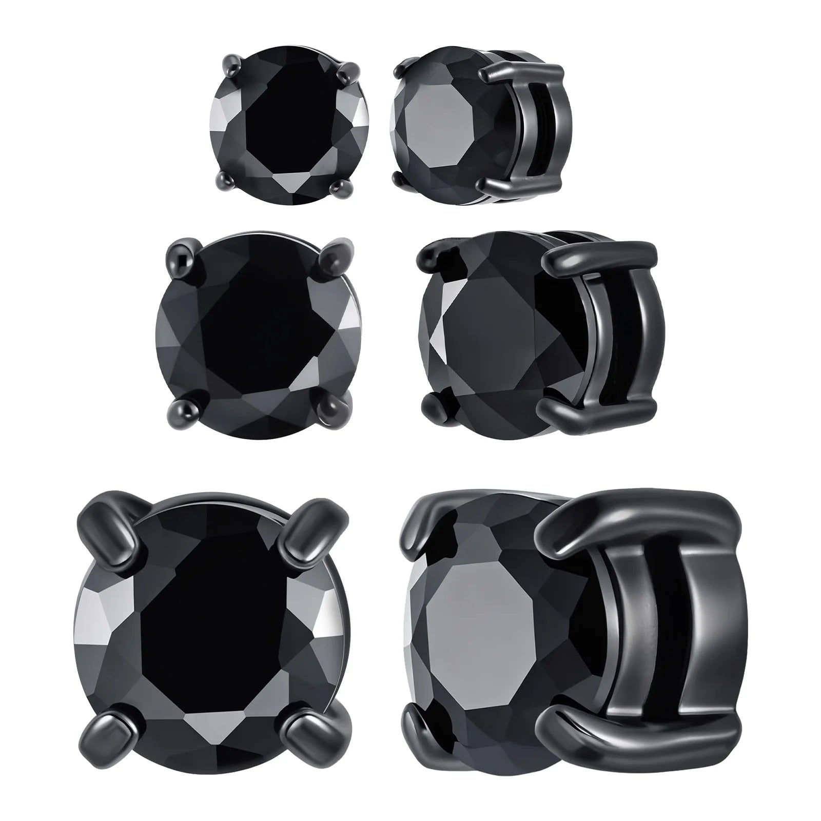 Punk Round Magnetic Zircon Stainless Steel Clip Earrings
