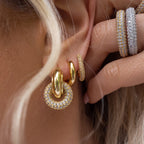 CZ Zircon Gold Plated Huggie Hoop Earrings for Women