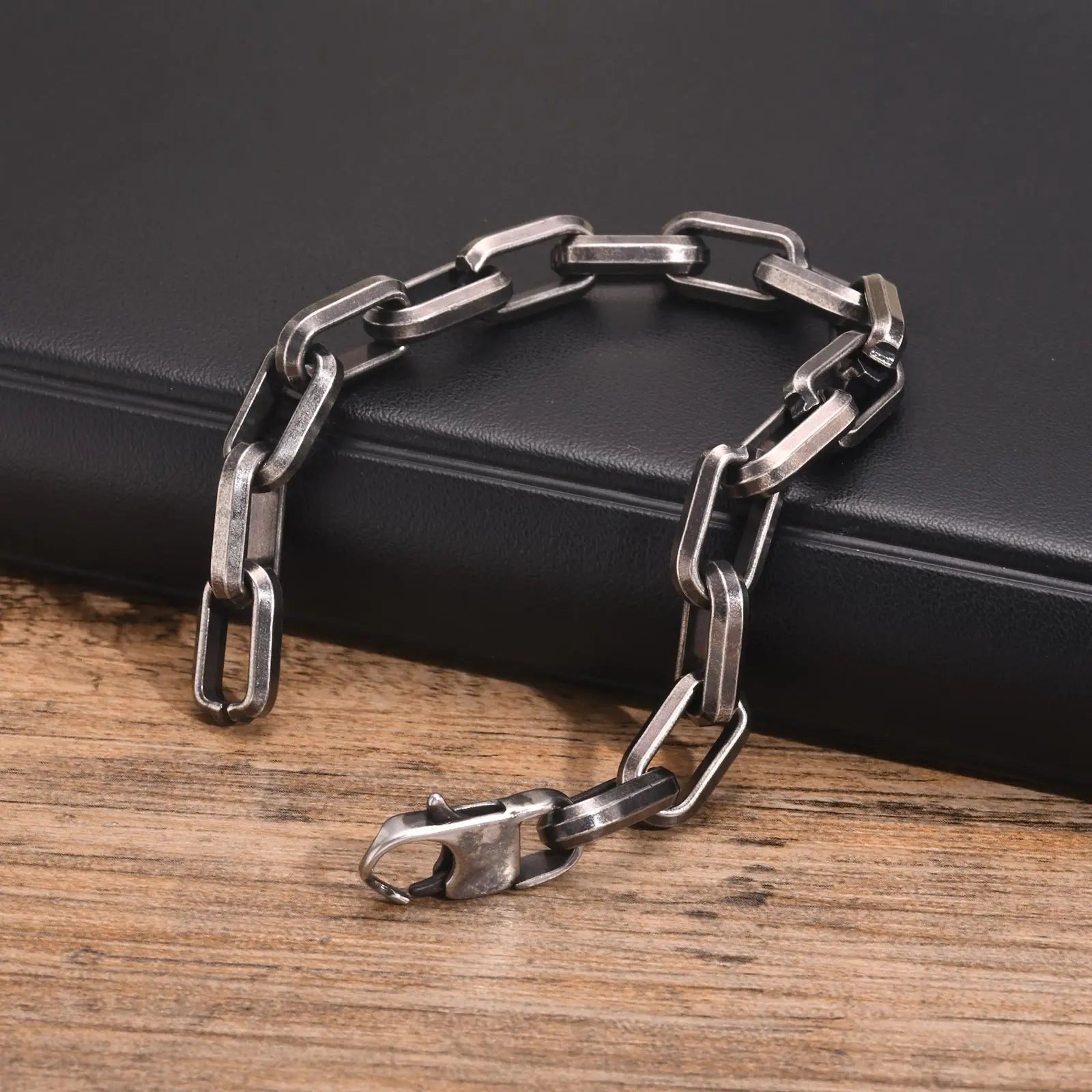 Byzantine Stainless Steel Grey Chain Bracelet for Men
