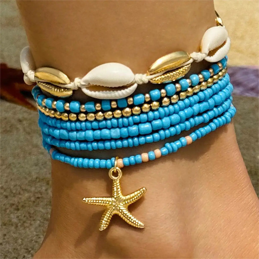 Turquoise Bohemian Choker Necklace with Shells for Women