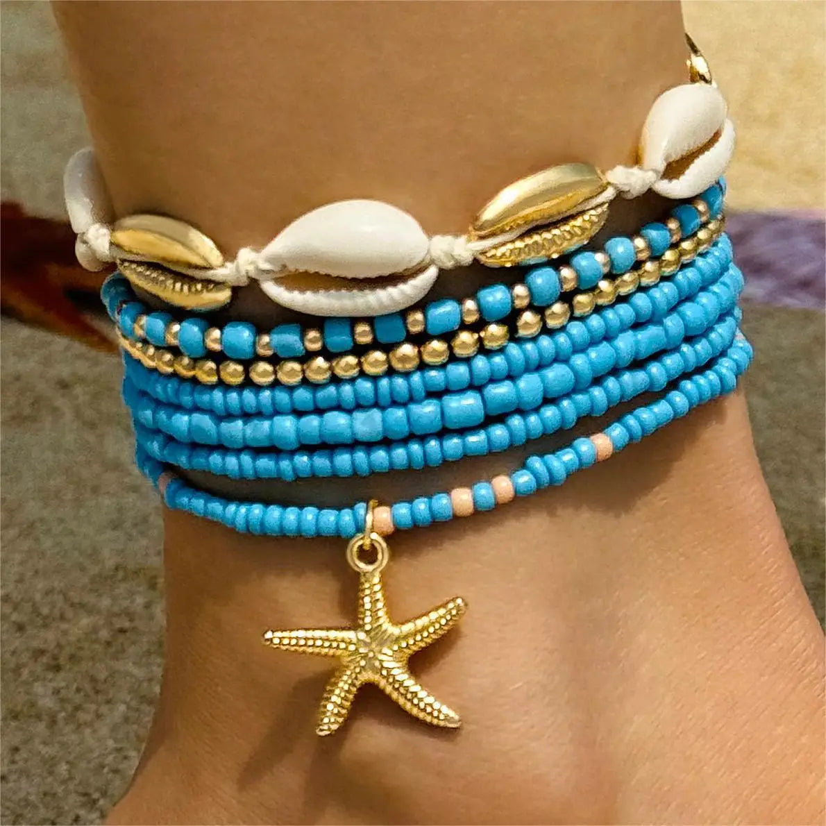 Turquoise Bohemian Choker Necklace with Shells for Women
