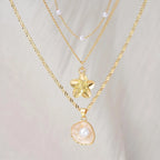 Faux Pearl Seashell Flower Necklace Set for Women