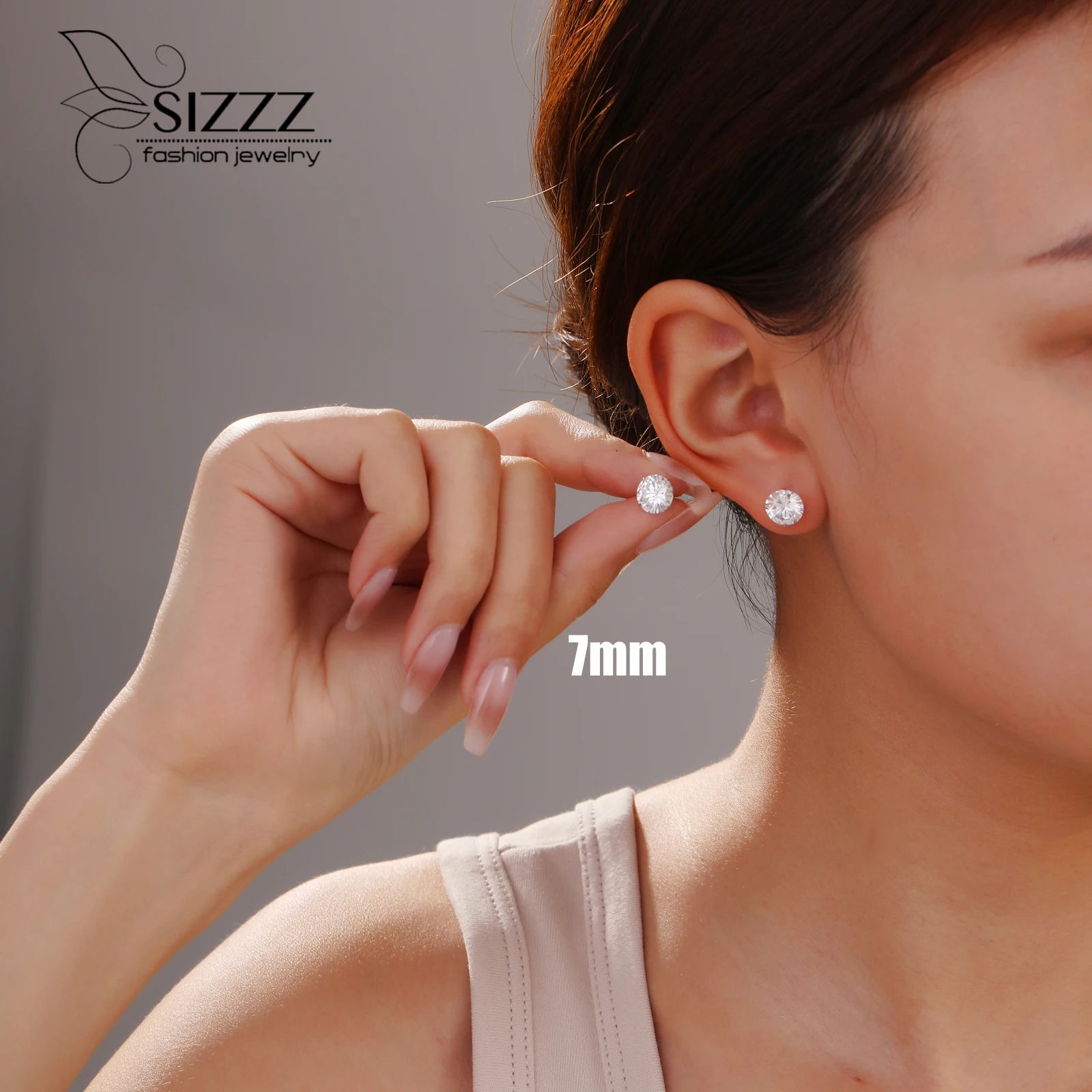 925 Sterling Silver Stud Earrings with Crystal Zircon