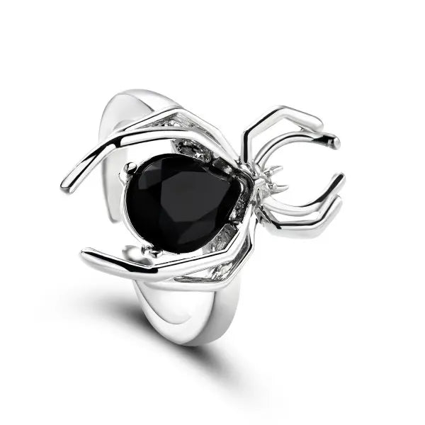 Gothic Spider Webs Lizard Ring for Men Antique Silver