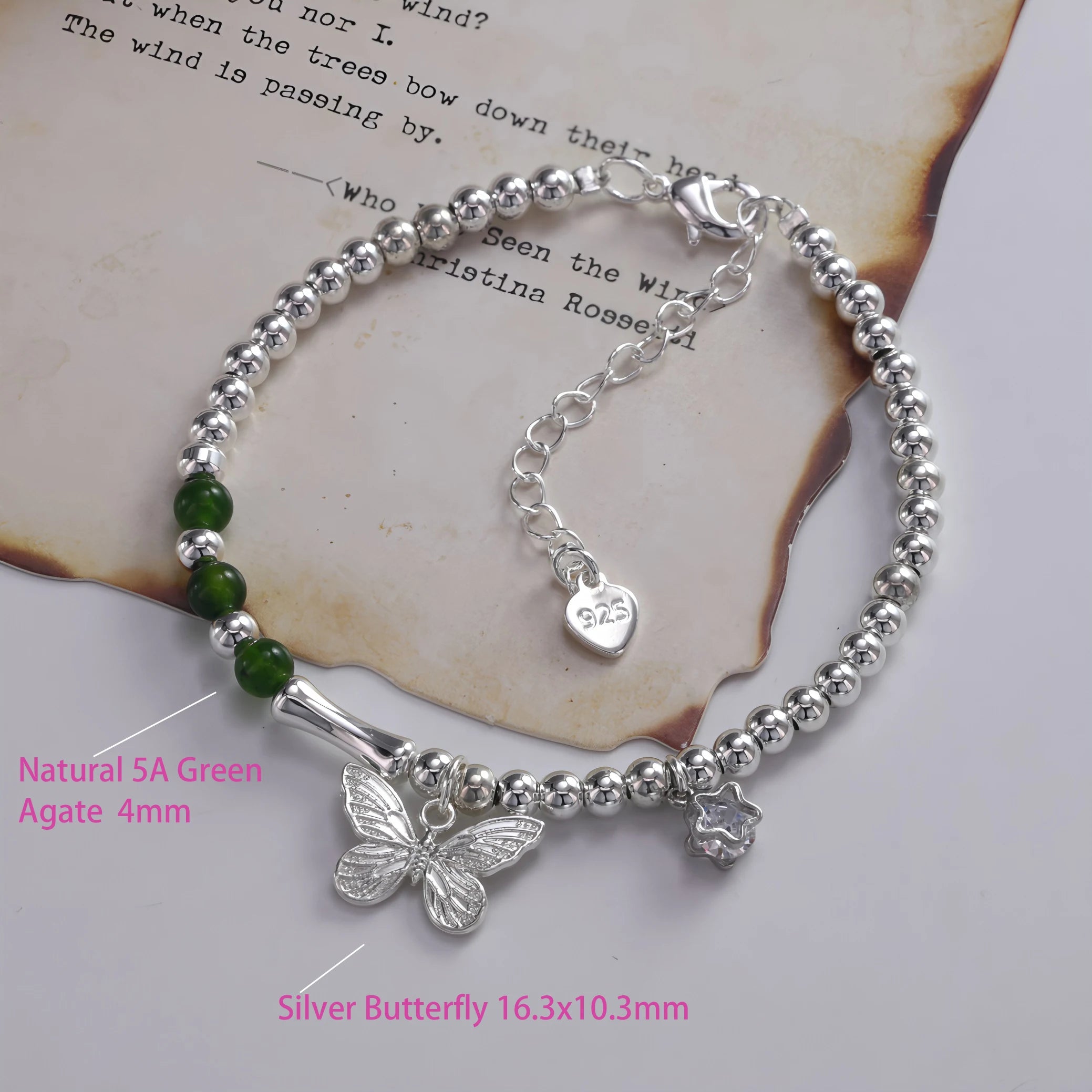 Sterling Silver Butterfly Bracelet by Ventfille for Girls