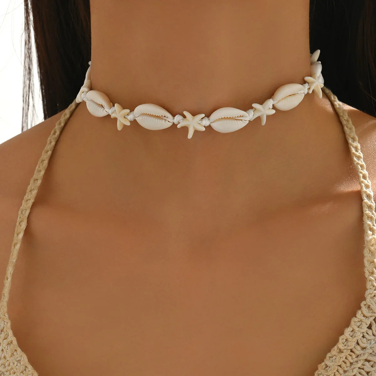 Turquoise Bohemian Choker Necklace with Shells for Women