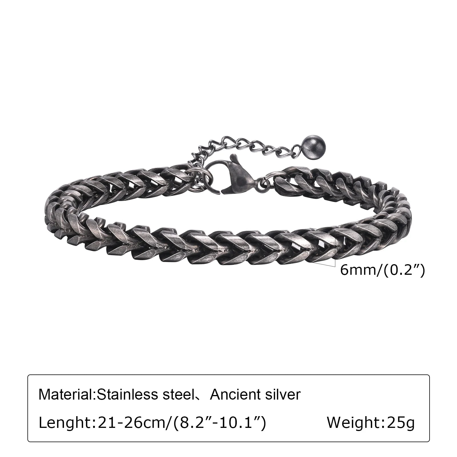 Byzantine Stainless Steel Grey Chain Bracelet for Men