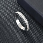 Fidget Anxiety Ring Women's Stainless Steel Crystal Spinner