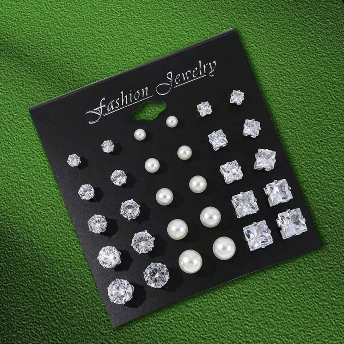 Stainless Steel Stud Earrings Set with Gemstone Buds Unisex