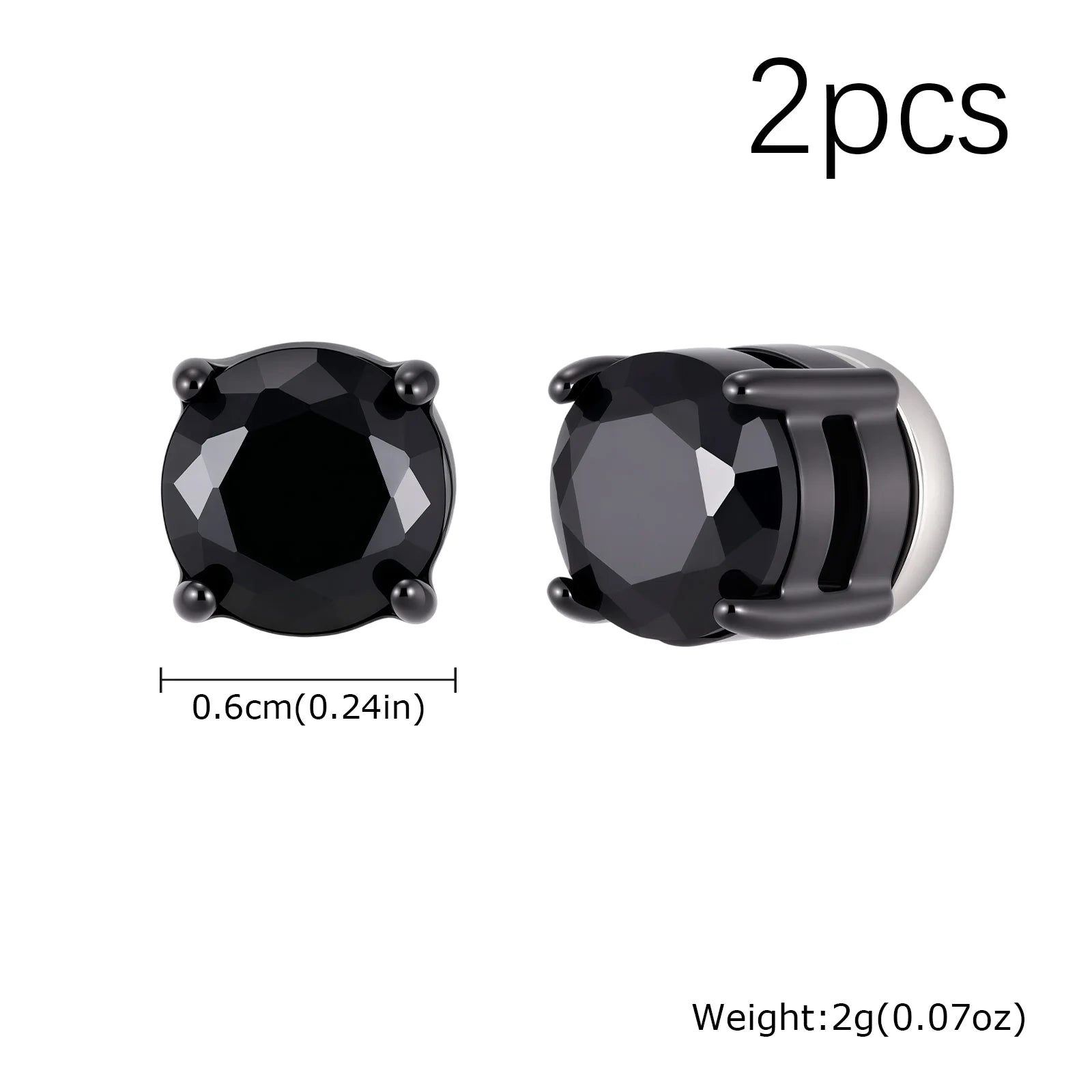 Punk Round Magnetic Zircon Stainless Steel Clip Earrings