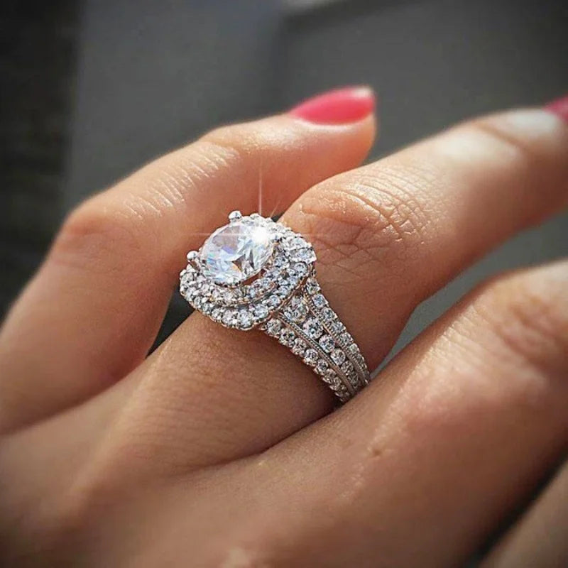 Stainless Steel Wedding Engagement Ring for Women Size 5-11